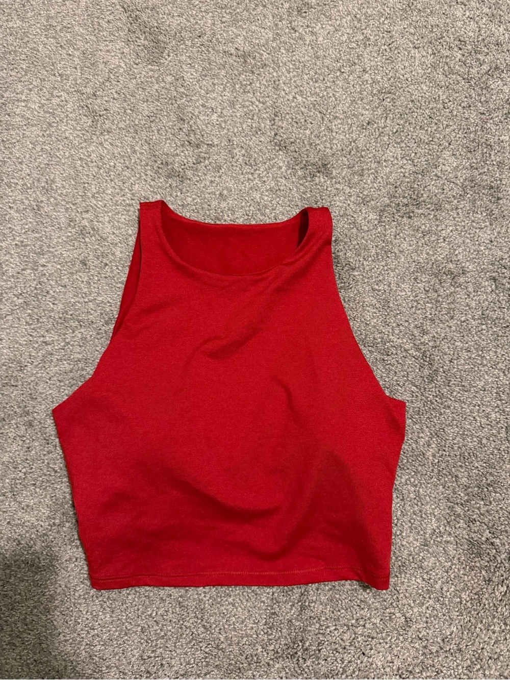 Women's Red High-Neck Crop Tank Top